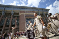 Texas A&M's band outside Kyle Field.